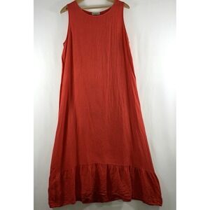 Terzo Millennio Womens Linen Maxi Dress Size M Red Coastal Euro Summer Italy